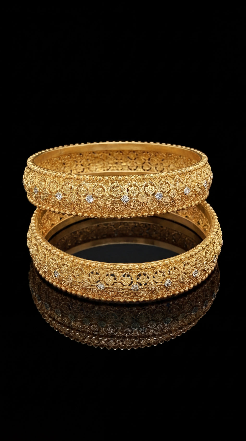 Twin Radiance Stack of Two Gold bangles