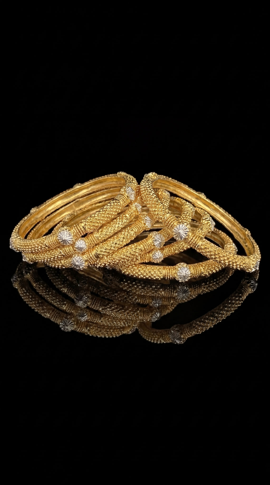 Golden Harmony stack of 6 gold bangles