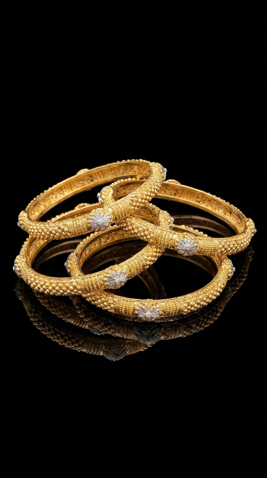 Golden Harmony stack of 6 gold bangles