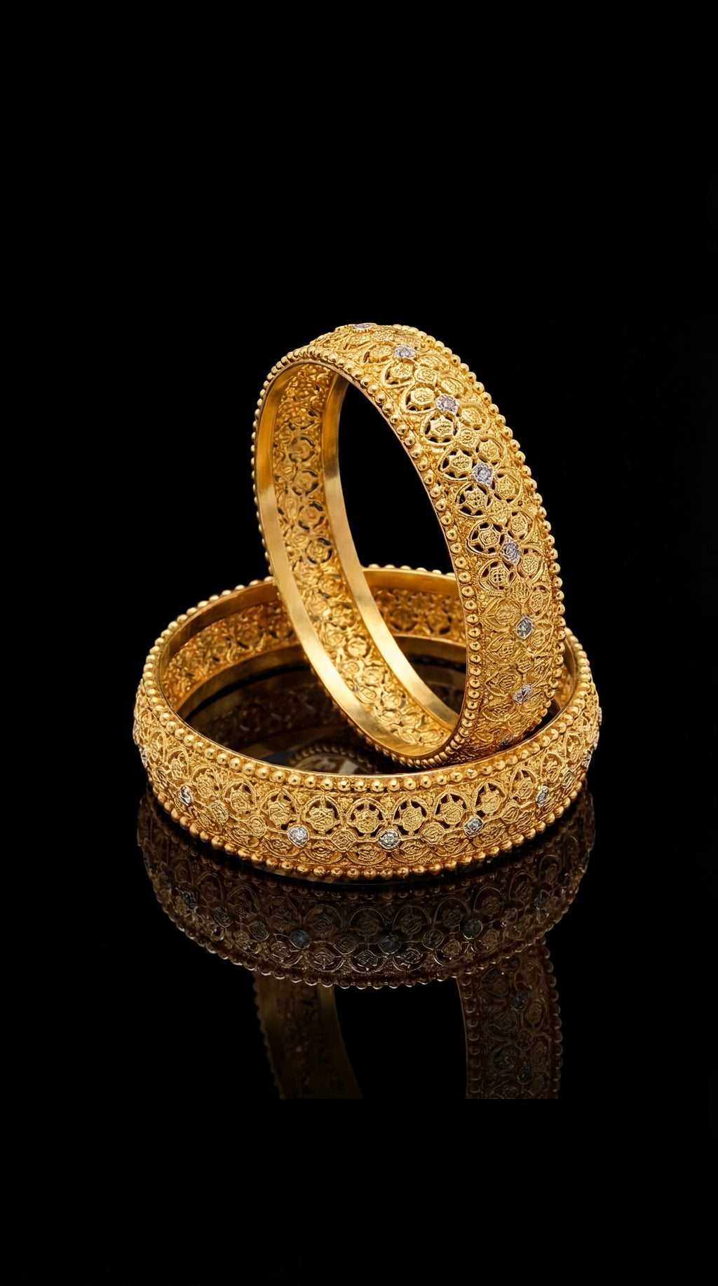 Twin Radiance Stack of Two Gold bangles