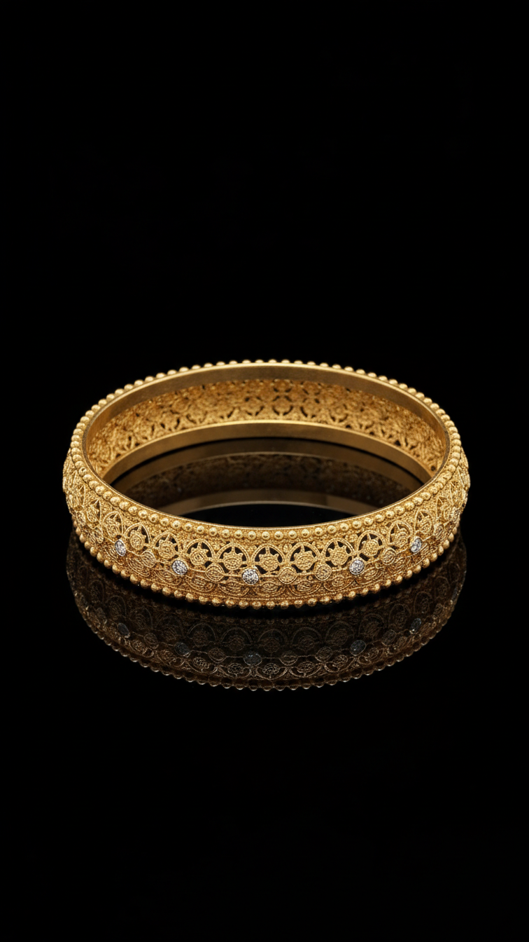 Twin Radiance Stack of Two Gold bangles