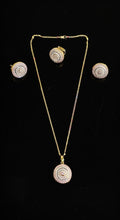 Gold Pave Round Pendant Set