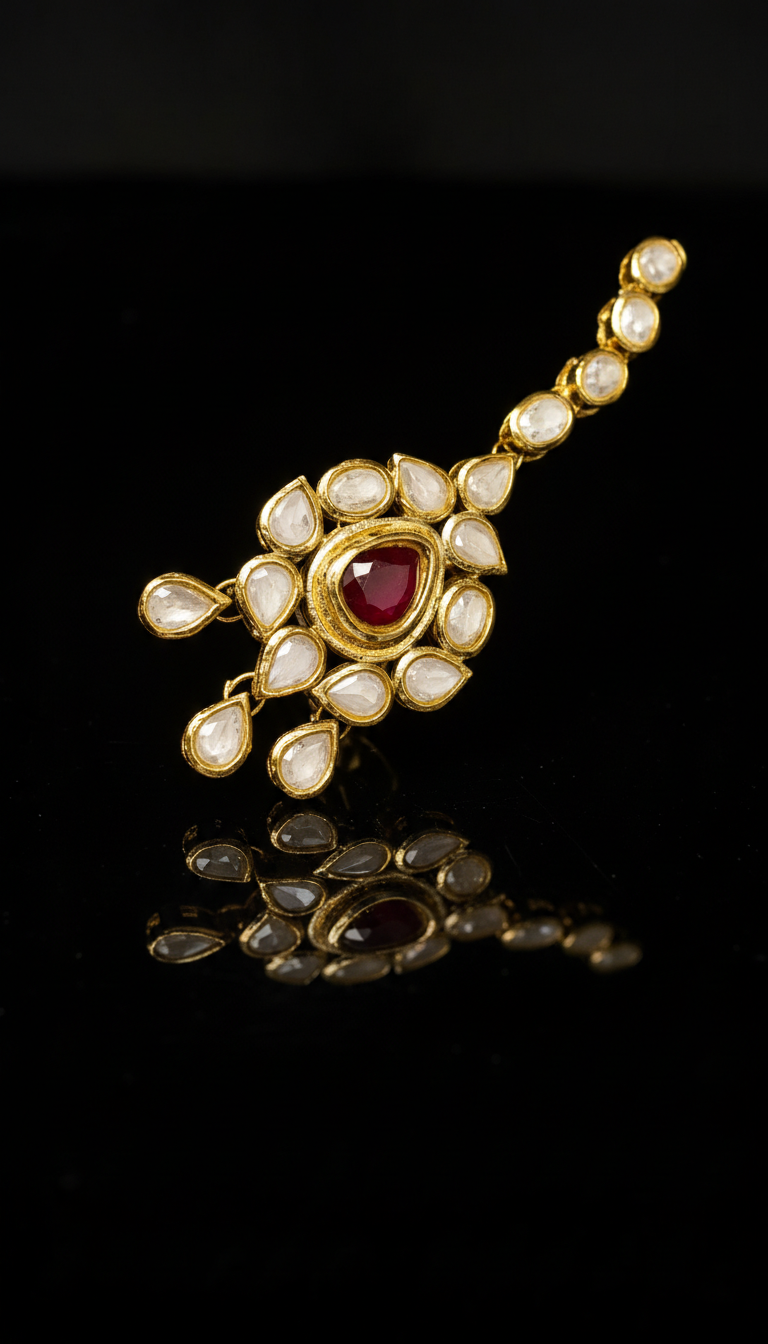 White & Red Polki Drop Set