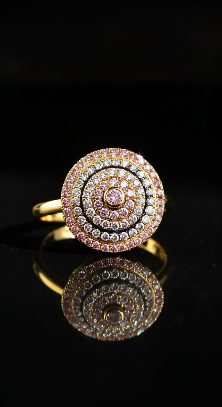 Gold Pave Round Pendant Set