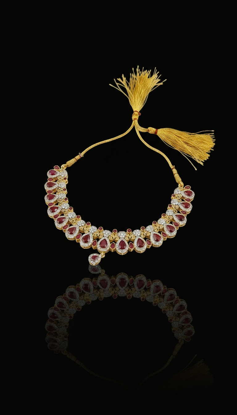 Ruby Red Traditional Necklace Set