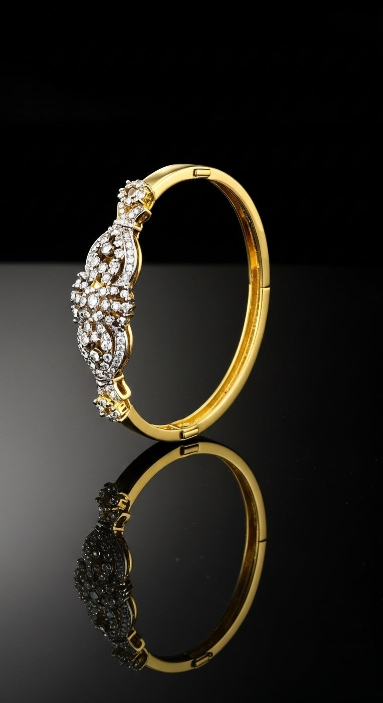 Gold Double-Drop Bangle & Necklace Set