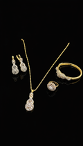 Gold Double-Drop Bangle & Necklace Set